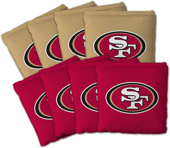YouTheFan Officially-licensed NFL Set of 8 Cornhole Bags - All Weather Dual Sided Slide & Stop - regulation size