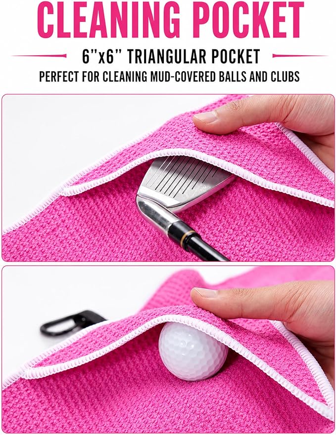 Magnetic Golf Towel with Cleaning Pocket, 24"x16" Ultra-Absorbent Waffle Microfiber Golf Towel with Magnet & Clip for Golf Bag, Carts and Clubs, Golf Accessories Gift for Men Women Golfers