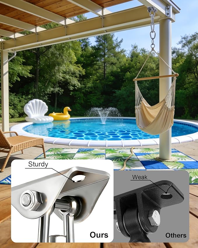 Yose Porch Swing Hanging Kit Heavy Duty 1000lbs Stainless Steel, Easy to Install Swing Hardware with Ceiling Hooks and Hammock Hooks, Complete Swing Set Accessories for Indoor Outdoor Patio Garage