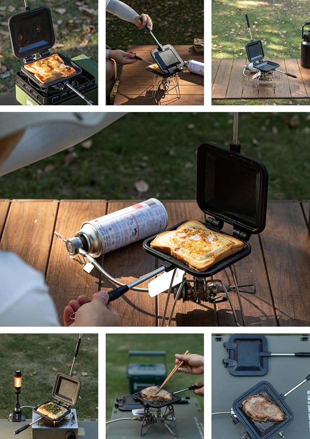 camping moon Sandwich Maker Hot Sand Single Burner Gas Fire Open Fire Compact Aluminum TT-1315 (Black)