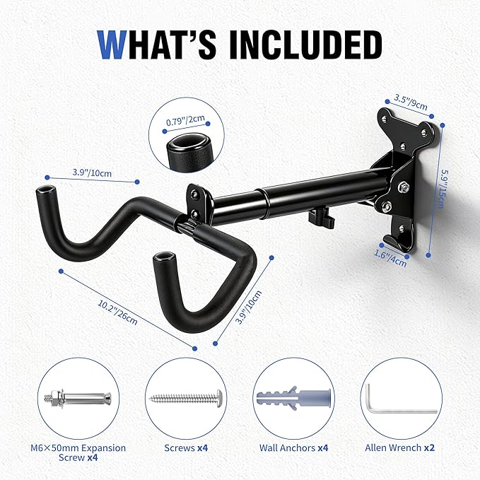 2 Pack Bike Wall Mount, Horizontal Bike Rack garage, Cycling Wall Mounted Holder Hook - Heavy-Duty Adjustable Bike Wall Hanger for Road, Mountain and Hybrid Bikes in Garage Apartment & Home