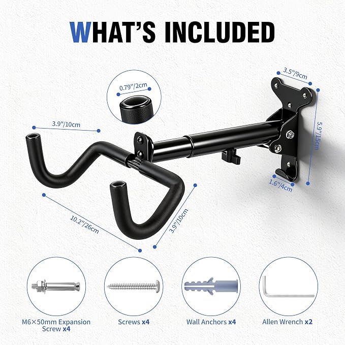 Bike Wall Mount Hanger, Horizontal Bike Rack garage,Cycling Wall Mounted Holder Hook- Heavy-Duty Adjustable Bike Wall Hanger for Road, Mountain and Hybrid Bikes in Garage Apartment & Home