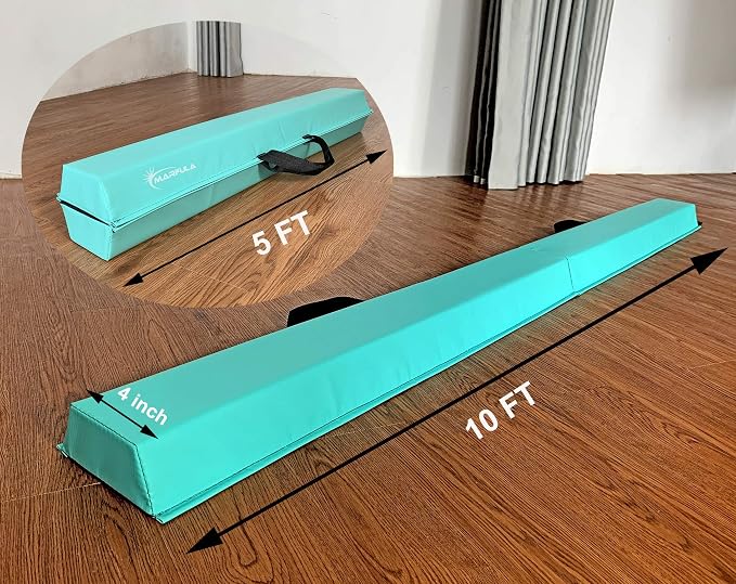 MARFULA Balance Beam - Folding Floor Gymnastics Equipment for Kids, Non Slip Base - 6 FT to 10 FT for Home Gym Use