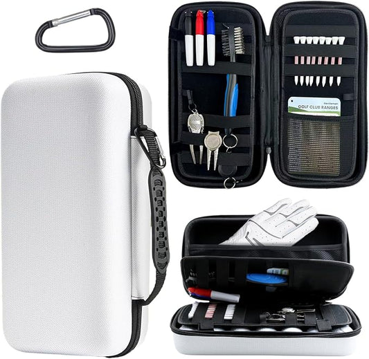 Golf Glove Holder Case, Hard Shell Protective Golf Accessories Organizer for Men and Women, Waterproof Durable, Portable with Handle, Large Capacity for Gloves, Balls, Tees, Markers, Ideal Golf Gift