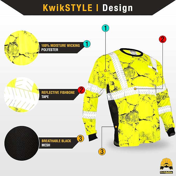 KwikSafety - Charlotte, NC - Limited Edition Long Sleeve Safety Shirts [Deluxe Fishbone Tape] Class 3 ANSI OSHA Compliant