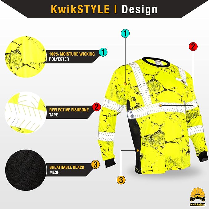 KwikSafety - Charlotte, NC - Limited Edition Long Sleeve Safety Shirts [Deluxe Fishbone Tape] Class 3 ANSI OSHA Compliant