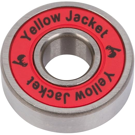 Yellow Jacket Premium Skateboard Bearings, Pro Longboard Bearings, 608, ABEC 11, Racer Red (Pack of 8)