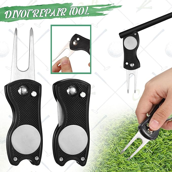Syhood 21 Pcs Golf Accessories Kit Cleaning Kit Include Golf Brush, Towel, Groove Sharpener, Divot Repair Tool, Ball Alignment Portable Tool Gifts Graduation for Men