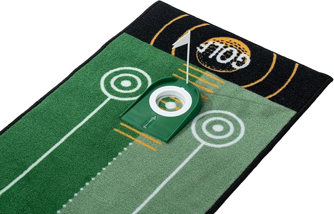 GLANC Golf Putting Practice Mat Set with Alignment Mirror & Cup, 20 in X 10 ft Training Aid Mat, Anti-Slip Backing Golf Putting Green for Indoor and Outdoor Use