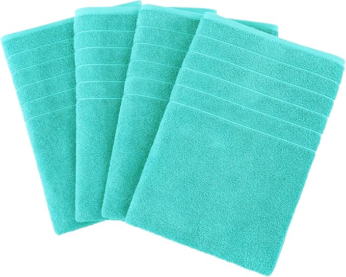 Casa Platino 100% Cotton Bath Towels Set of 4 (30"x60") - Ring Spun Mercerized Cotton Bathroom Towel Set - Quick Dry, Soft & Absorbent Large Bath Towels - Holds Well After Multiple Washes - Aqua Sky