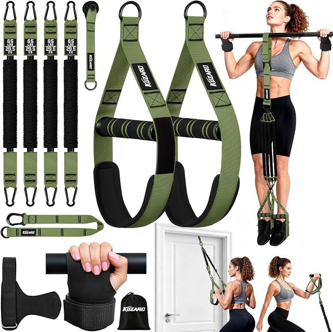 Upgraded Pull Up Assistance Bands for Women, Heavy Duty Resistance Bands with Handles, Exercise Band with Door Anchor, Workout Band Set for Pull Up Bar, Full Body Sculpting,Muscle Training, Home Gym