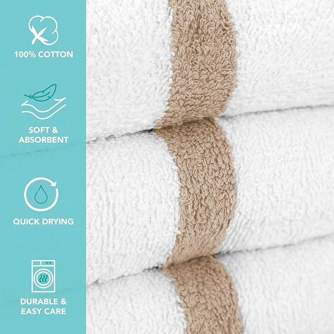 Arkwright White Hand Gym Towels - Case of 120 - Bulk 100% Cotton Soft Quick Dry Sweat Absorbent Hotel Quality Towels for Workout, Bathroom, Spa, Pool, 16 x 27 in, Beige