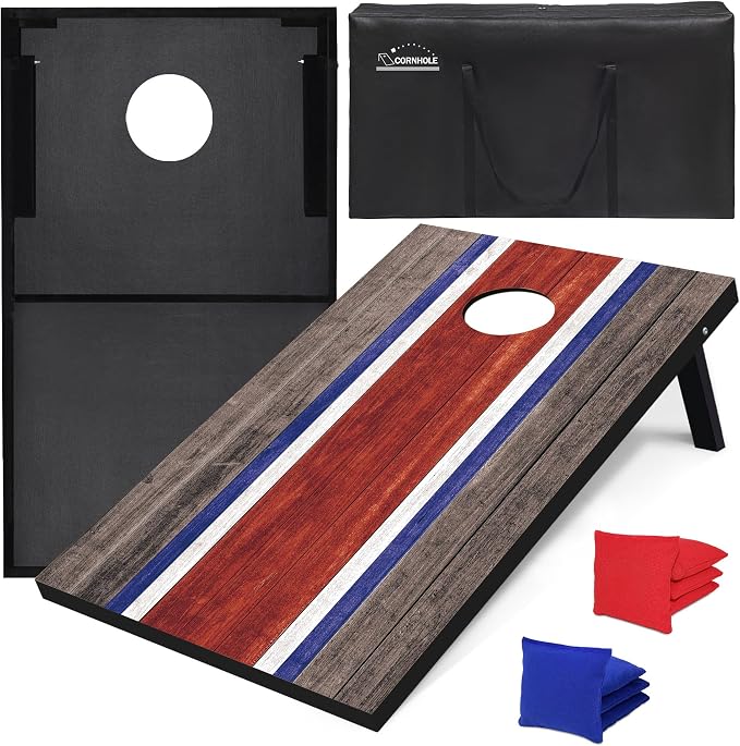 Cornhole Set, Regulation/Tailgate Size Cornhole Boards with 8 Bean Bags and Carrying Case, 4x2/3x2 Corn Hole Outdoor Game Toss Board for Adults Outside Activities