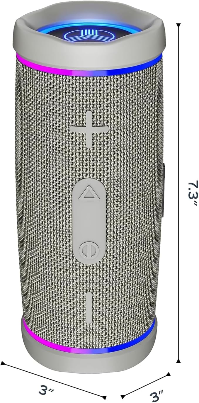 TREBLAB HD77 – Waterproof Bluetooth Speaker, 30W Loud 360° Sound, Deep Bass, IPX7, TWS Pairing, RGB Lights, 20H Battery, Portable Wireless Speaker for Outdoor, Beach, Camping, Party, Travel