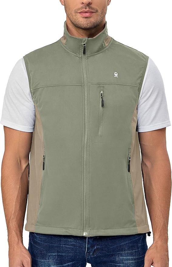 Little Donkey Andy Men's Lightweight Softshell Vest, Windproof Sleeveless Jacket for Running, Hiking, Cycling, Golf