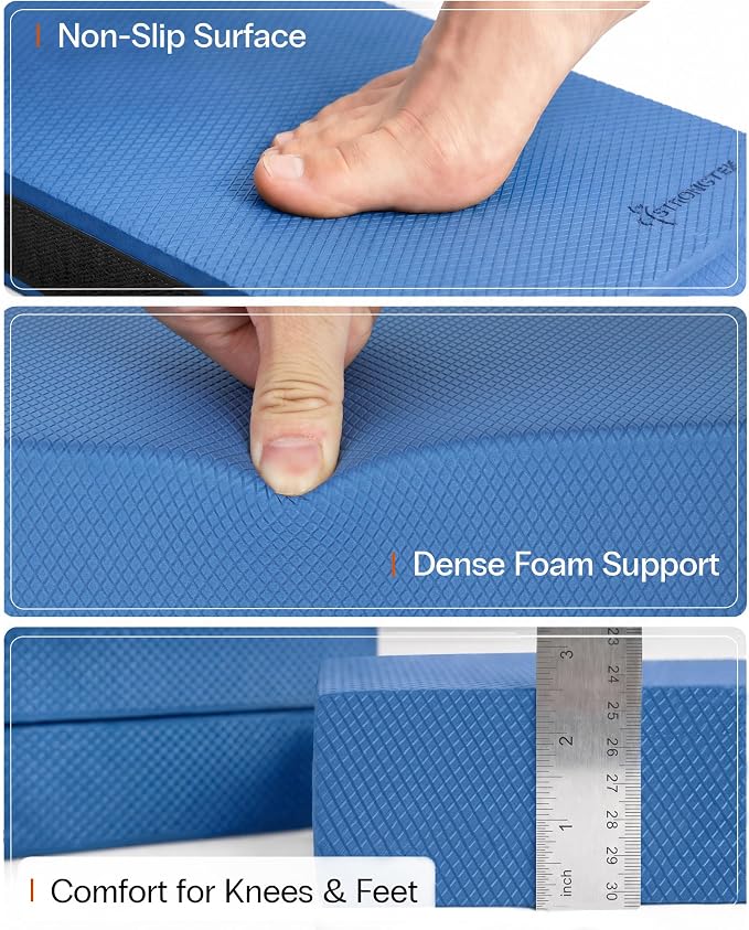 StrongTek 2-in-1 Non-Slip Balance Pad - High-Density Foam Cushion, Supportive Exercise Mat & Knee Pad for Core Training, Yoga, Pilates, Physical Therapy, Stability Training, Stretching, and Rehab