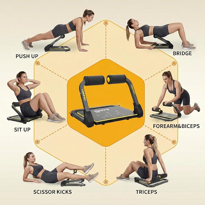ZIWWVY Foldable Ab Machine for Home Gym Core Workout | Foldable & Space-Saving,330lb Max Load, 4-Level Intensity, Premium Comfort, Home Gym Essential