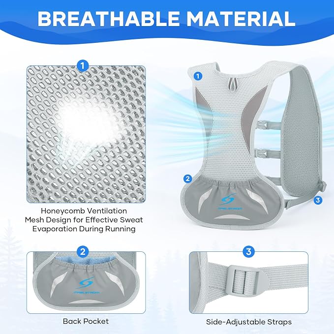 Maelstrom Running Vest,500ml Soft Flask Hydration Pack for Trail Marathon | BPA-Free Flask, Breathable Mesh, Bounce-Free Fit, Adjustable Compression, Reflective, Multi-Pockets, For Cycling, Hiking