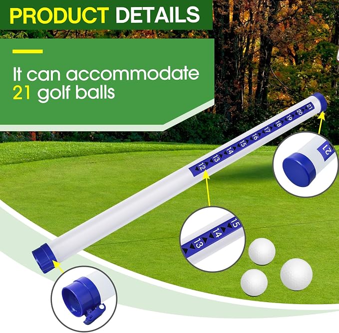 Deekin Golf Ball Retriever Plastic Clear Picker Upper Tube Golf Ball Shagger Grabber Collector, Professional Pickup Tool Device for Men Women, 35.4 Inch