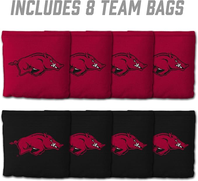 YouTheFan Officially-Licensed NCAA Set of 8 Cornhole Bags - All Weather Dual Sided Slide & Stop - Regulation Size with Carry case