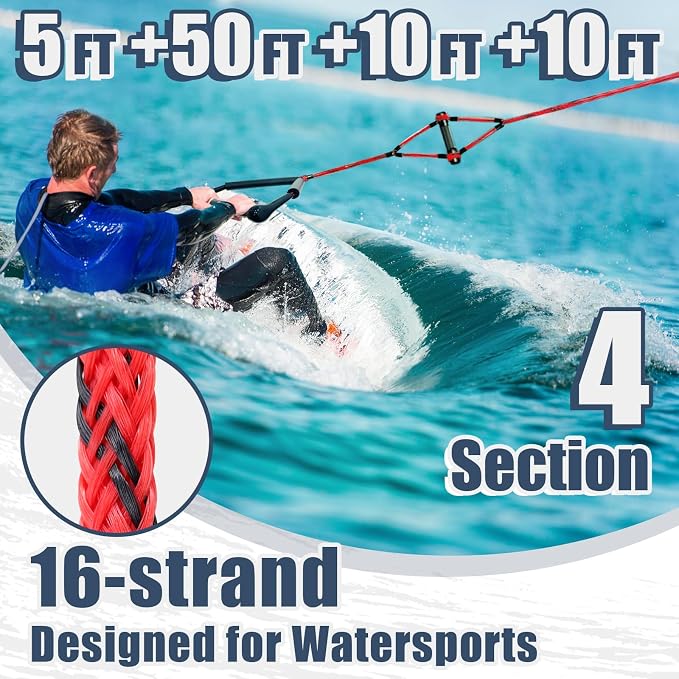 75ft Wakeboard Rope with Handle for Wakeboarding Waterskiing and Wakesurfing