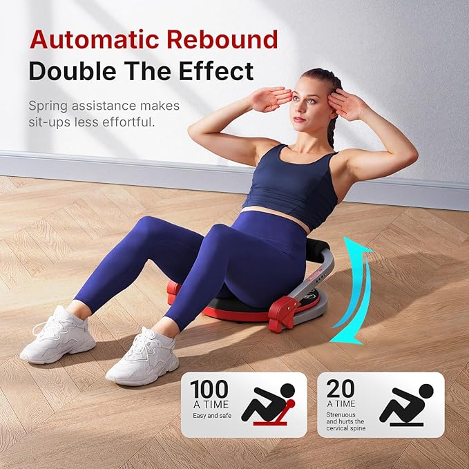 MERACH Ab Machine, Sit Up Exercise Equipment with 3 Adjustable Resistance Levels, Automatic Rebound Ab Crunch Machine for Core Workout, Ab Workout Equipment for Stomach