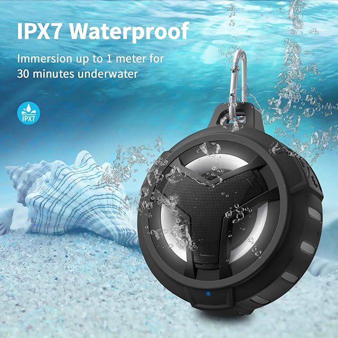 EBODA Bluetooth Shower Speaker, Portable Bluetooth Speakers, IP67 Waterproof Wireless Speaker, Floating, 2000mAh, True Wireless Stereo for Kayak, Beach, Gifts for Unisex