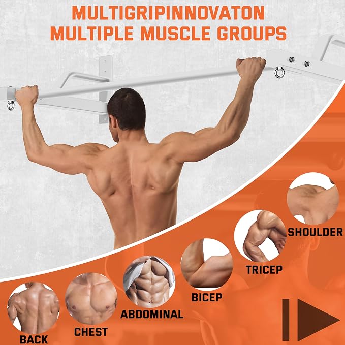 2026 Upgrade Pull Up Bar Wall Mounted - 600 lbs Heavy Duty Strength Training Pull-Up Bars, Ideal Rogue Pull Up Bar for Home and Commercial Gym, Easy Installation Chin Up Bar, Versatile Garage Pullup Bar