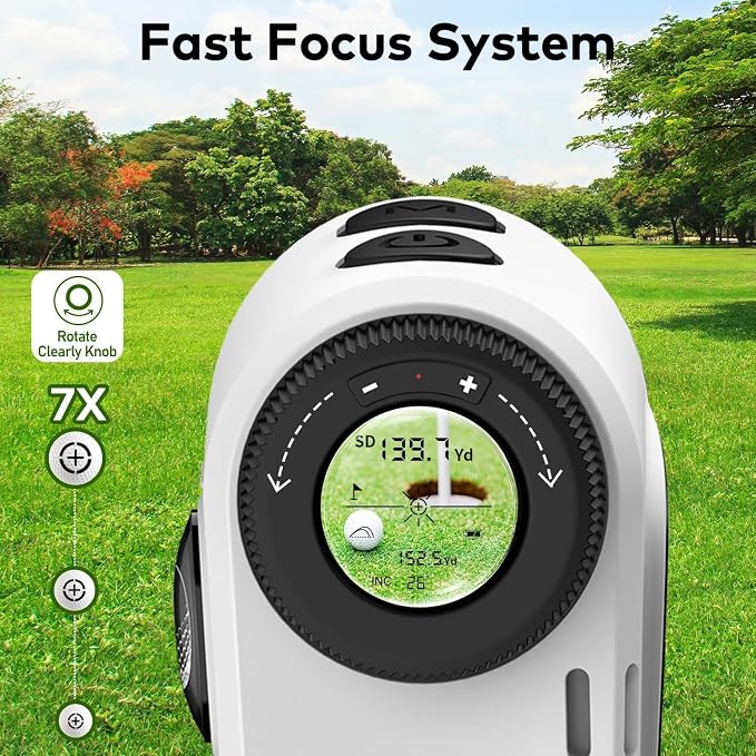 Golf Range Finder with Slope, 1200 Yards Rechargeable Range Finder Golf, 7X Magnification, Flag Lock Vibration, Magnetic Mount,±0.5 Yard Accuracy, Waterproof, Ideal for Golfing & Hunting