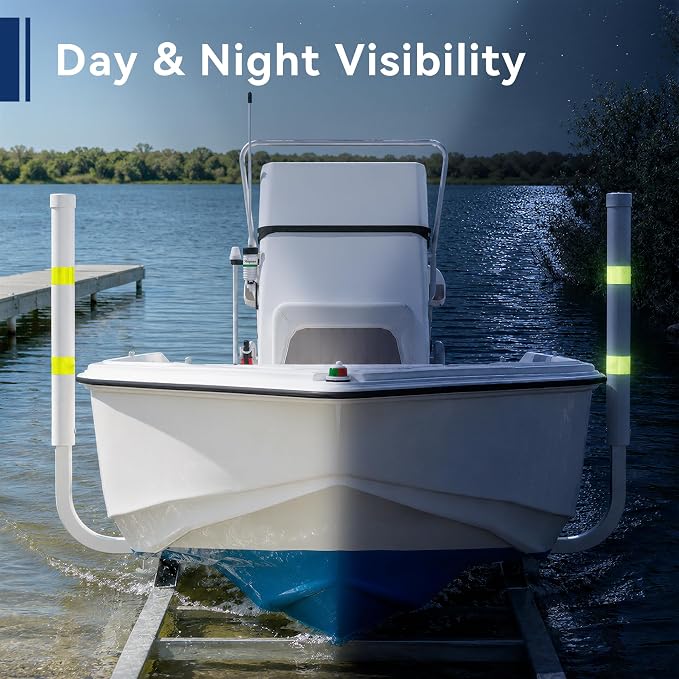 Boat Trailer Guide-ons, 40"/48" Adjustable Galvanized Steel Boat Guide Poles with PVC Pipes & Reflective Tape for Bass Boats, Center Console Boats, Ski Boats & Jon Boats, 2PCS