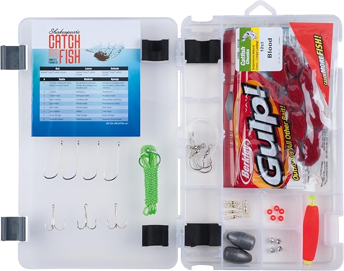 Shakespeare Catch More Fish Spinning Reel and Fishing Rod Combo with Kit