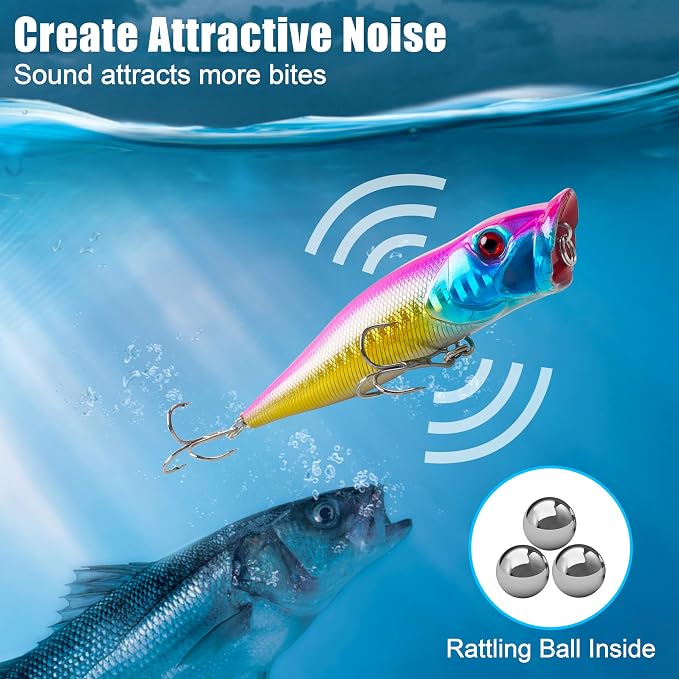 Fishing Lures Kit Crankbait Minnow Hard Bait Set Deep Diving Jerkbait Swimbait Popper Pencil Walleye Lures Artificial Fishing Bait for Bass Trout Redfish Saltwater Freshwater Fishing Lure
