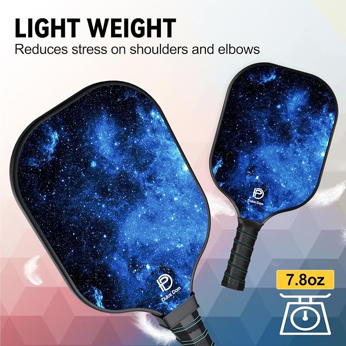 Dulce DOM Pickleball Paddles Set of 2/4 - USAPA Approved, 4 Indoor Outdoor Pickleball Balls, Fiberglass Surface Paddle Racket with Cover Bag, Ideal Training Equipment Gift for Men & Women