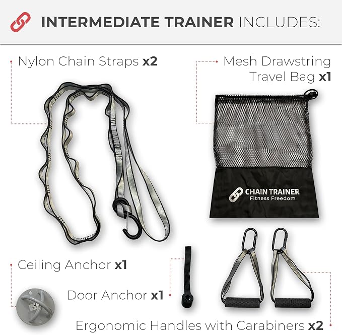 Portable Home Gym Multi-functional Basic Fitness Freedom Workout Equipment Comes in Basic, Intermediate, Advanced or Deluxe Sizes and Comes in Black or Silver