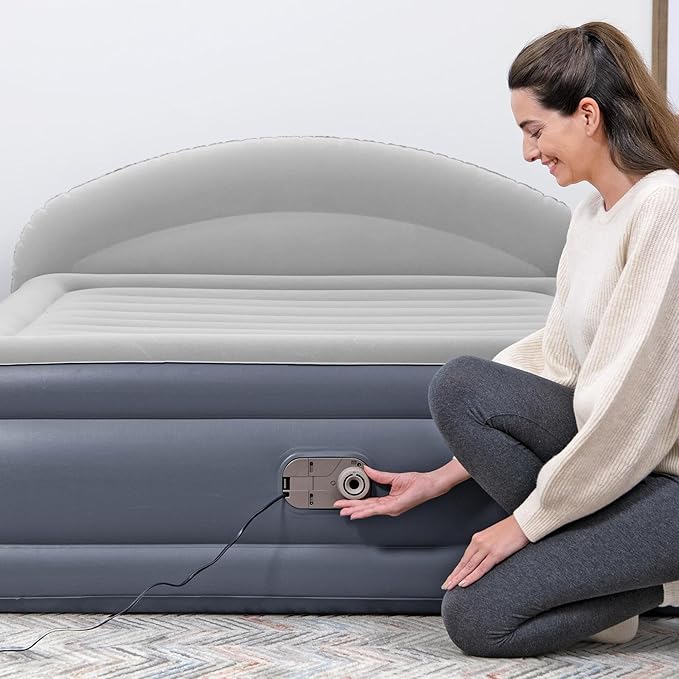 Bestway 33" Queen Air Bed with Built-in AC Pump, Tritech LoungeLux Headboard Air Mattress