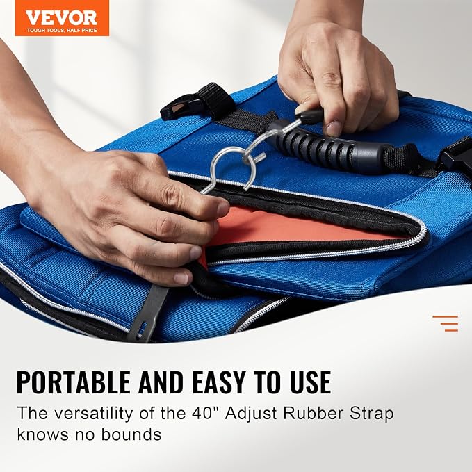 VEVOR 40" Flat Rubber Bungee Cords with 1.6X Max Stretch, 4 Pack Adjustable Long Flat Bungee Cords with Intergrated Hooks for Outdoor, Camping, Tarps, Bike Rack, Tent, Car, Truck