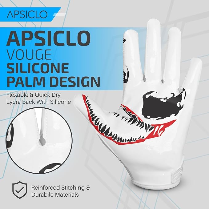Sticky Football Receiver Gloves Silicone Grip Youth & Adult Sizes