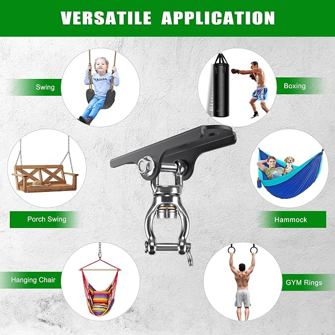 BeneLabel 360° Swivel Ceiling Swing Hanger with Bearing Ceiling Swing Mount Stainless Steel Hanging Chair Mount Swings Hardware for Hammock Chairs, Porch Swings, Aerial Silks, Gymnast Ring, Heavy Bag