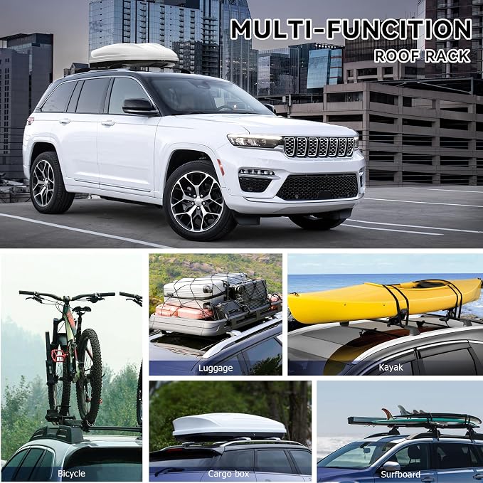 300Lbs Lockable Roof Rack Crossbars for 2021-2026 Grand Cherokee L, 2022-2026 Grand Cherokee WL, Heavy Duty Aluminum Anti-Corrosion Cross Bar Fit Luggage Luggage Kayaks Bicycles Snowboard