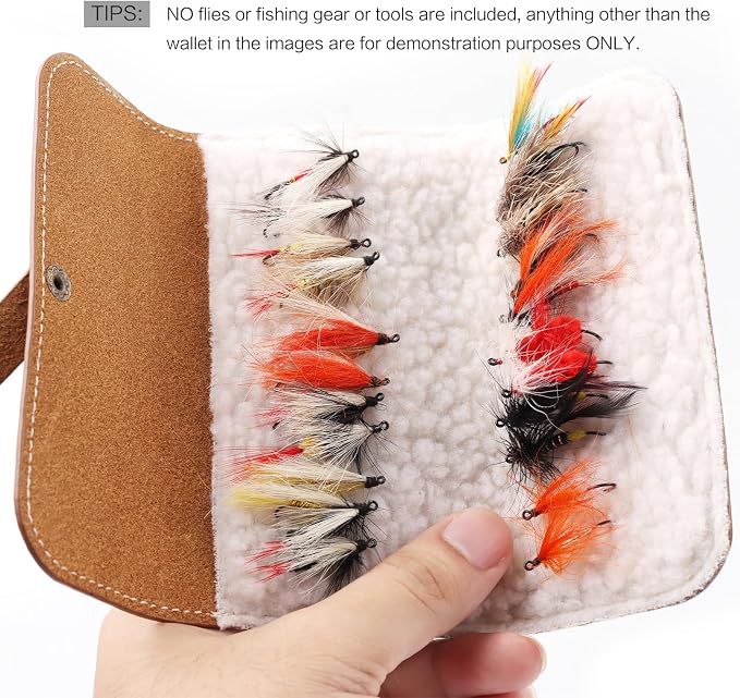 Fly Boxes for Fly Fishing Leather Wallet Tackle Box Flies Streamer Dry Fly Box Display Case Gifts for Men, Women (Fly Wallet)