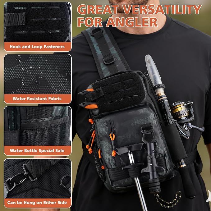 Hikary Fishing Backpack with Tackle Boxes,Fishing Tool Kit,Lightweight Outdoor Water-Resistant Fishing Shoulder Bag with Rod Holder Fisherman Gift Saltwater Freshwater