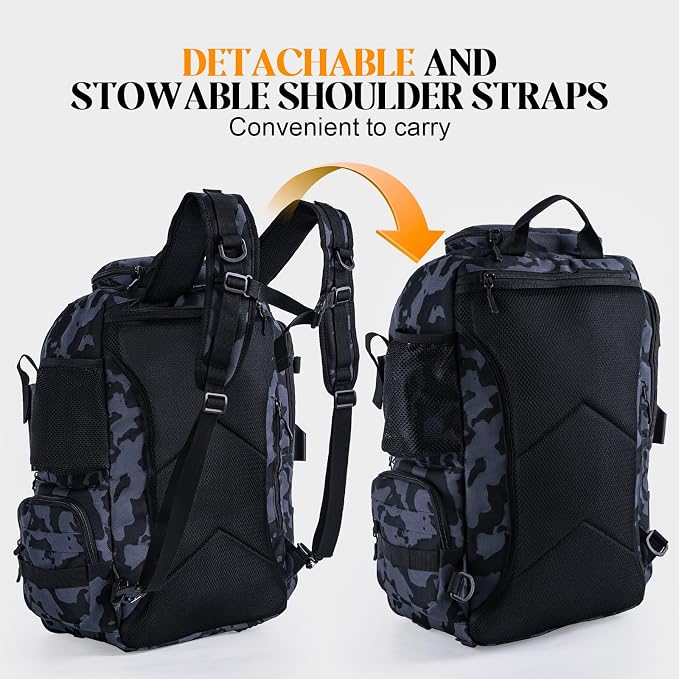 Goture 40L Large Camouflage Fishing Backpack, 900D Tear-Resistant Tackle Bag with Cooler & Rain Cover & 3600 Trays, Freshwater Saltwater