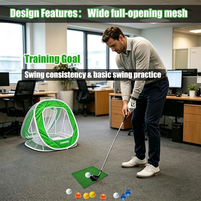 3-in-1 Pop Up Golf Chipping Net – Precision & Distance Trainer, Easy Indoor/Outdoor Setup – Ideal Gift