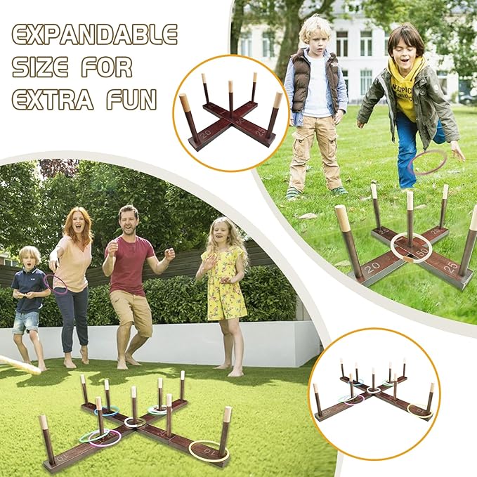 Westant Ring Toss Game Outdoor - 33" Extra Large Outdoor Games for Adults and Family, Beechwood Giant Backyard Games, Ring Toss Game for Adults and Kids with 30 Rings & Carrying Bag