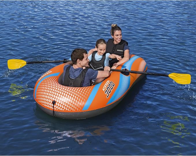H2OGO! Kondor 3000 Inflatable Raft Set - 6'11" x 48" - Orange & Blue, Fits 2 Adults & 1 Child, Oars & Hand Pump, Water Sports Boat, 410lb Cap, Ages 6+