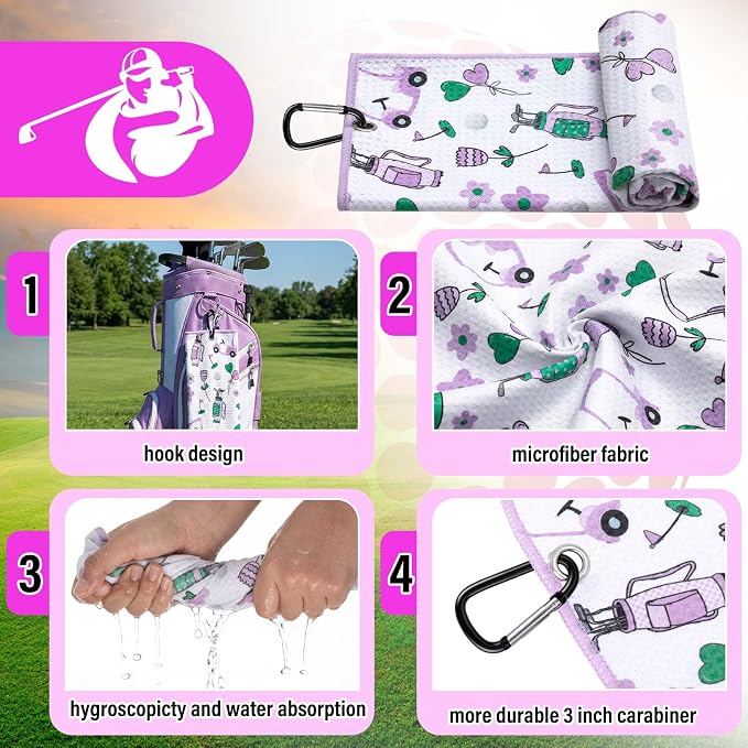 Liliful 12 Pcs Golf Accessories Kit, Include Golf Ball Bag with Hook Towel Tees Magnetic Ball Marker Divot Tool Cleaner Brush for Women Man Gifts