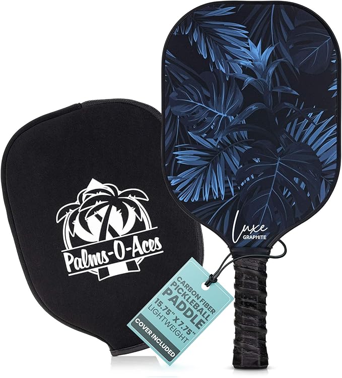 Palms-O-Aces Carbon Fiber Pickleball Paddle – USAPA Approved 16mm T700 Graphite Paddle with Textured Spin Surface | Lightweight Carbon Fiber Pickleball Paddles & Racket | Includes Paddle Cover