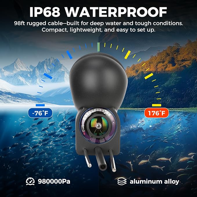 Underwater Fishing Camera 5000mAh/8000mAh Battery,4.3"/5" LCD & IR Night Vision, IP68 Waterproof Portable Fish Camera,98ft Cable for Ice, Lake, Boat & Kayak Fishing