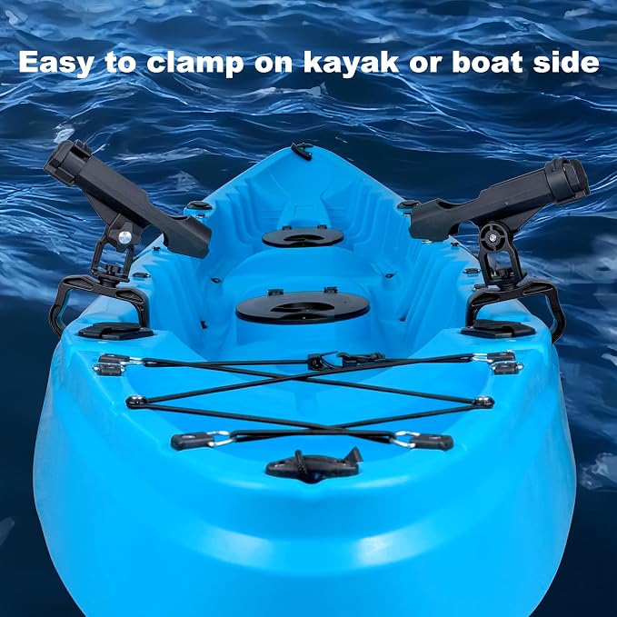HiUmi Fishing Boat Rods Holder with Large Clamp Opening 360 Degree Adjustable Fishing Rod Racks Folding Holder