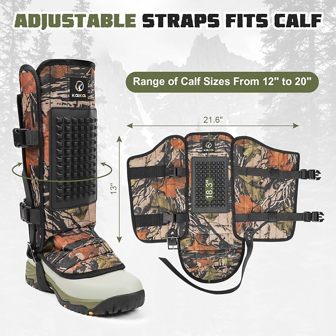 Kalkal Snake Gaiters, 1200D Waterproof Snake Chaps Snake Gaiters for Men Women, Adjustable Snake Bite Protection Snake Guards for Legs Men, Snake Proof Gaiters for Hiking Hunting